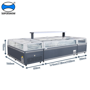 Commercial Open Top Glass Display Chiller Island Freezer